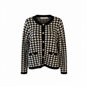 Contemporaine Simons Black and White Houndstooth Cardigan Size L Fits Small